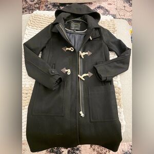 J.Crew Melton Wool Black Duffle Toggle Coat Size 4